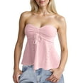 thumbnail image 1 of Fadeal Hauts d'Été pour Femmes, Haut Tube Froncé Sans Bretelles Évasé Peplum Bandeau avec Illets pour Femmes Rouge S, 1 of 4