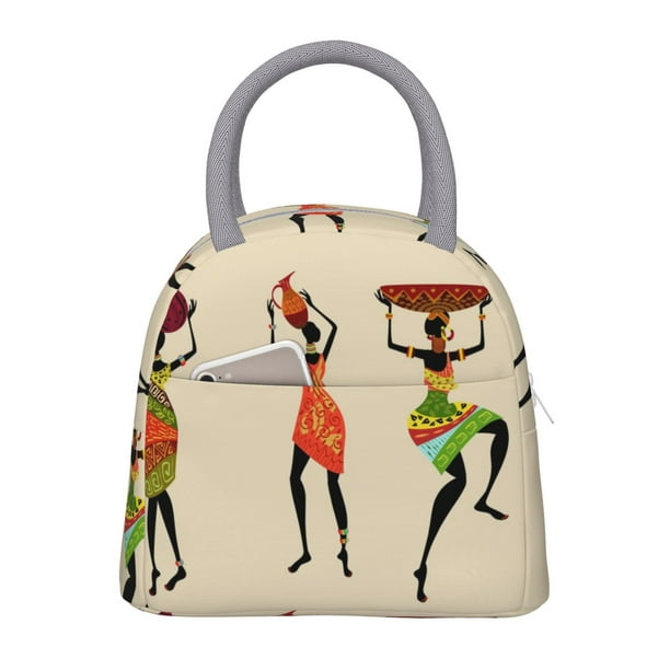 Balery African Women Bolsa de Almuerzo para Mujeres, Caja de Almuerzo, Bolsa de Almuerzo Pequeña Impermeable, Tote de Almuerzo Reutilizable con Gran Capacidad