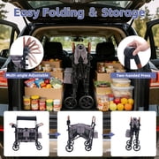 4 Seater Stroller Wagon for 4 Kids, Cuoote Kids Wagon Stroller with Large Storage Bag, Adjustable Canopy, Foldable Toddlers Wagon