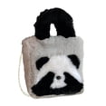 thumbnail image 1 of Bolso de mano de peluche de panda, bolso de hombro, bolso cruzado, bolso tote, estuche, cartera con cadena, gris, 1 of 9