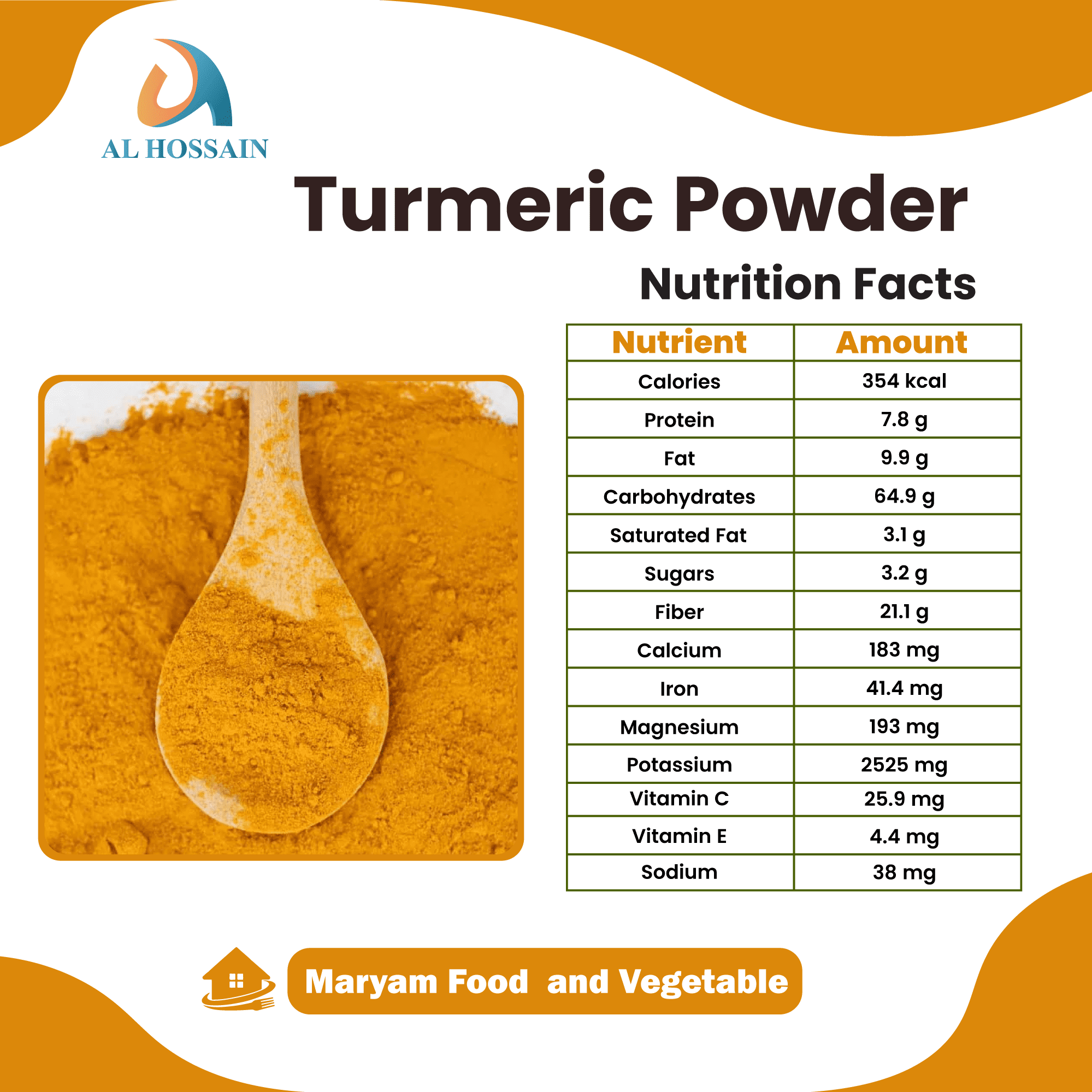 Al Hossain indian Natural Turmeric Powder – Bulk 11 LBS/ 5kg (176 oz).Gluten-Free.Haldi powder. Pure Turmeric Supplement. Ground from Raw Turmeric Root. Natural Golden Spice for Immunity Support.