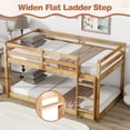 thumbnail image 6 of UHOMEPRO Twin Over Twin Bunk Bed for Kids, Solid Wood Low Floor Bunk Bed with Safety Rail and Ladder, Heavy Duty Kids Bunk Bed, Space-Saving Bed Frame for Bedroom, Natural, 6 of 12