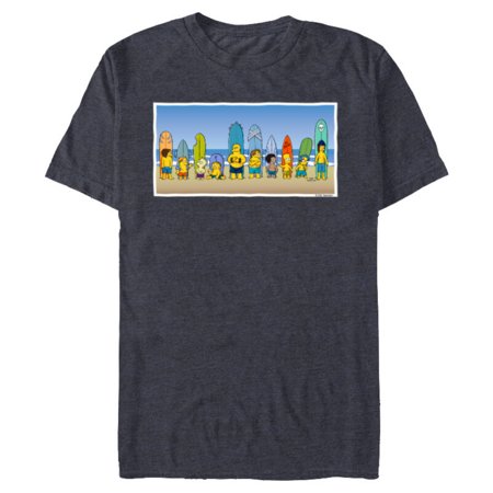 The Simpsons Isle Style Beach Surfing Bart and the Crew – Short Sleeve Blended T-Shirt for Adults – Customized-Navy Heather