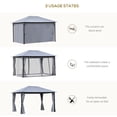 thumbnail image 5 of Outsunny 13' x 10' Outdoor Patio Gazebo Soft Top Canopy with PA Coated Polyester Roof, Steel/Aluminum Frame, Curtains & Netting Sidewalls, Gray, 5 of 9