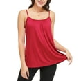 thumbnail image 5 of QRIC 2-Pack Women Cami with Built in Bra Cup Summer Casual Flowy Swing Pleated Tank Top with Adjustable Strap, XL, 5 of 8