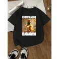 thumbnail image 1 of T-Shirt Graphique Chimpanzé & Banane - Motif Cerveau Amusant, Respirant & Lavable en Machine, Haut à Manches Courtes Col Rond Décontracté, Parfait pour Jouer au Printemps/été & Porter Quotidiennement, Jeu pour Jeunes, 1 of 6
