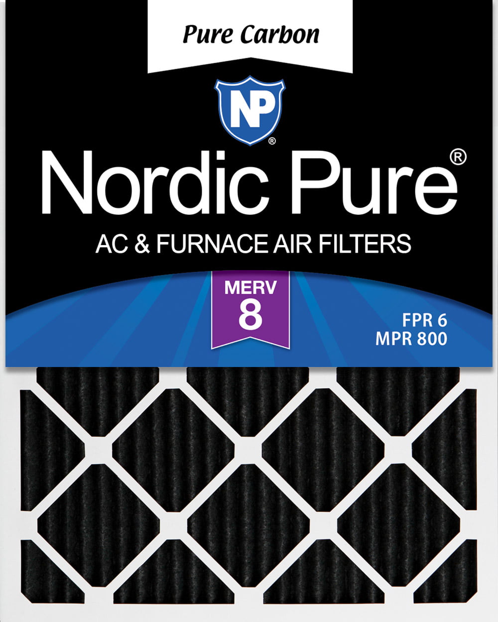 Nordic Pure 14x14x1 Pure Carbon Pleated Odor Reduction AC Furnace Air Filters 3 Pack 3 Piece