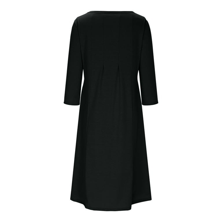 Summer Casual Dresses for Women 2025 DYTTDG Women's Fashion Cotton Solid Color Round Neck 3/4 Sleeve Dress Comfortable Casual Waist Hem A-Line Long Dresses - Walmart.com Summer Casual Dresses for Women 2025 DYTTDG Women's Fashion Cotton Solid Color Round Neck 3/4 Sleeve Dress Comfortable Casual Waist Hem A-Line Long Dresses - Walmart.com