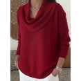 thumbnail image 4 of Gytharion Women's Plus Size Sweaters Solid Color Draped Cowl Neck Long Sleeve Pullocer Sweaters Soft Thick Knit Loose Fashion Layering Tops, 4 of 4