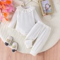 thumbnail image 2 of Baby Girls Casual Outfit Set Long Sleeve Ruffle Blouse and Pant 2PCS Toddler Jumpsuit Soft Playwear Romper, 2 of 4