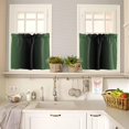 thumbnail image 4 of Dark Sage Green Black Ombre Kitchen Curtains and Valances Set, Rod Pocket Curtains Tier Farmhouse Window Curtains 24 Inch Length, Gradient Abstract Aesthetics 3 Piece Kitchen Curtains Set, 4 of 6