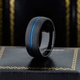thumbnail image 2 of 8mm Mens Black Tungsten Wedding Band, Grooved Center Comfort-Fit, Dome Promise Ring - TN989WAs12.5, 2 of 4