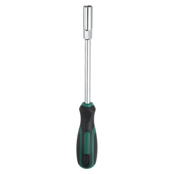 Uxcell Metric Nut Driver 10mm CR-V Non-Magnetic Tip Hollow Shafts Hex Socket Screwdriver with Anti-Slip Handle for Automobile Repair Bit Driver, Green/Black
