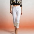 thumbnail image 7 of QURATI Women's Light Wash Denim with Lace Cuffs | Slim Fit Cropped Jeans Womens Bottoms White XL, 7 of 7