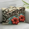thumbnail image 2 of Hello Summer Pillow Covers Tropical Rainforest Colorful Floral Outdoor Decor Pillowcases Linen Throw Pillow Case with Welcome Quote Cushion Cover Set of 2 for Sofa Patio, 2 of 6