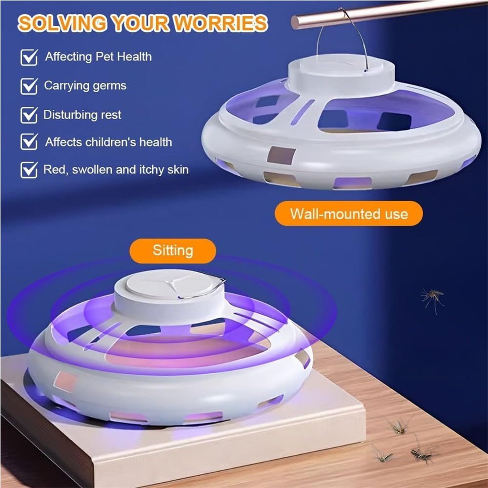 Updated Flea Traps for Inside Your Home with 10 Sticky Pads and USB Cable, Flea Light Traps for Home, Hanging Pest Control Device for Bugs Moths Gnats, Effective Indoor Outdoor