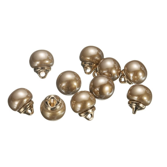 Uxcell 10pcs 16L Round Beige Faux Pearl Buttons 10mm 3/8" Gold Metal Shank Sewing Buttons Replacement DIY Button for Sewing Clothing Bridal Wedding Dress DIY Crafts