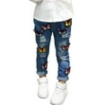 thumbnail image 3 of Eleanos Toddler Baby Girls 3D Butterfly Stretch Jeans Trousers Kids Floral Cartoon Denim Long Pants, 3 of 8