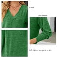thumbnail image 5 of Women Blouse Long Sleeves V Neck Pure Color Loose Fit Women Shirt for Office Travel Green L, 5 of 6