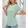 thumbnail image 4 of hotojiny Spring Tops for Women Casual Color Block Textured Loose Shirt Trendy Button V Neck Work Business Blouse Summer Clothes, 4 of 5
