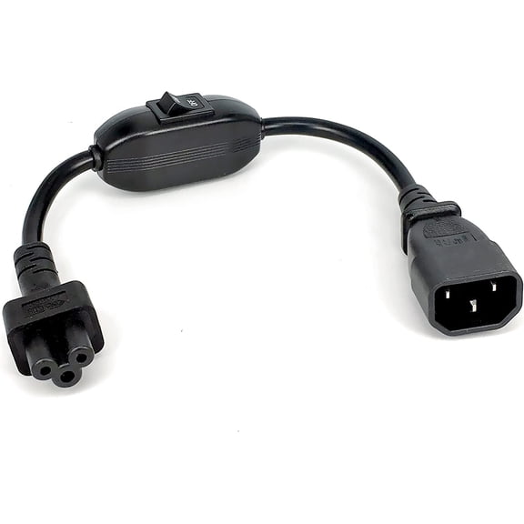 Toptekits C14 to C5 Power Cord with Switch ,IEC 320 C14 Male to C5 Female Adapter Cable with ON/Off Swtich (C14 to C5 with Switch)