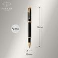thumbnail image 3 of Parker IM RollerBall Pen, Black Lacquer Gold Trim with Fine Point Black Ink Refill, Gift Box (1931659), 3 of 7