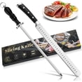 thumbnail image 1 of baomifa-Carving Knife Set, 12" Brisket Slicing Knife for Meat Cutting and 12" Knife Sharpener Honing Rod for Kitchen Knives, Razor Sharp Premium Stainless Steel Carving Knife for Meat with Gift Box, 1 of 4