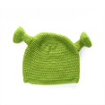 thumbnail image 1 of Gorro de lana tejido a mano divertido verde, 1 of 4