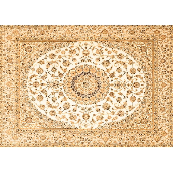 Ahgly Company Indoor Rectangle Medallion Orange Traditional Area Rugs, 8' x 10'