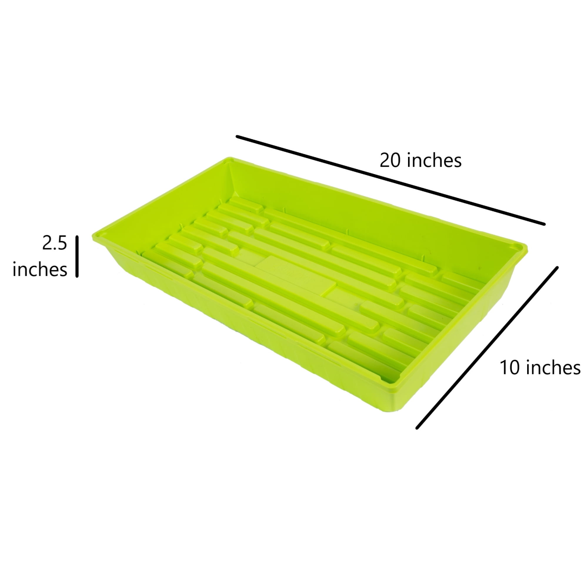 SUNPACK 10” x 20” Mega Plastic Seed Starting Tray, Lime Green, 2.5” - No Drainage Holes, Ideal for Greenhouses or Indoor Gardening - Made of Thick, Strong Plastic