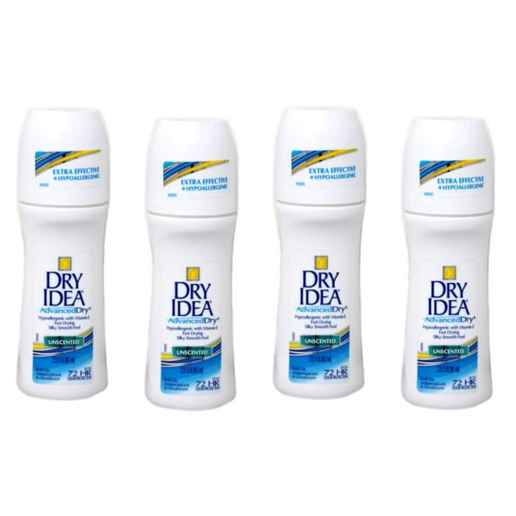 Dry Idea Advanced Dry Anti-Perspirant Deodorant Roll-On Unscented 4 Total Pack