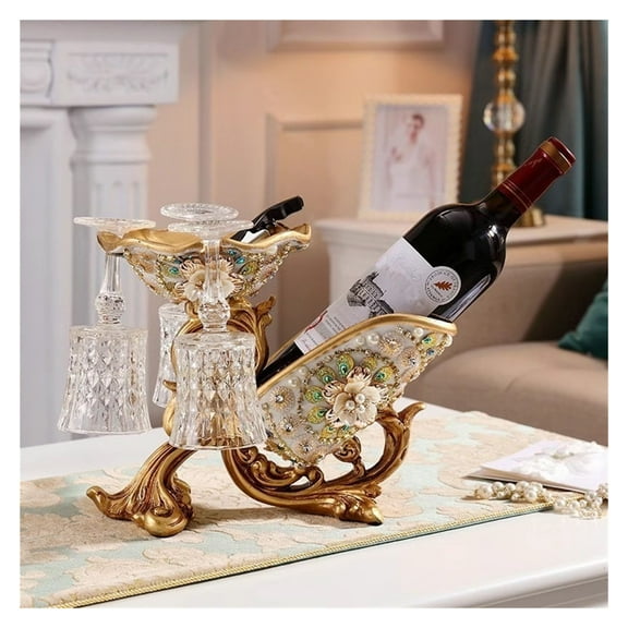 Countertop Bottle Rack, Golden European Bottle Holder with 3 Notches for Wineglass