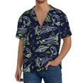 thumbnail image 3 of Balery Hand Drawn Rockets Men's Casual Button Down Shirt Short Sleeve Textured Summer Cuban Beach Shirts-X-Large, 3 of 7