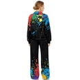 thumbnail image 2 of Xixirimido Colorful Paint Splatter Print Womens Sweatsuits 2 Piece Outfits Long Sleeve Sweatshirt Wide Leg Sweatpants Matching Set Fall Winter Fashion Tracksuit Oversized, Medium, 2 of 7