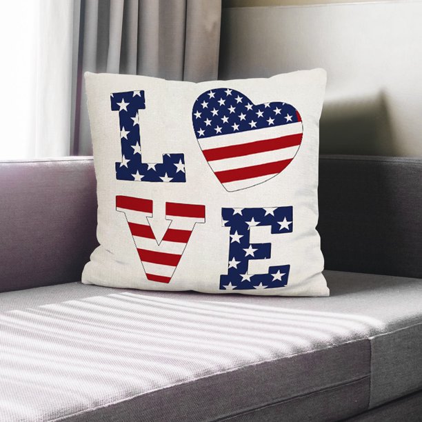 4th Of July Cushion Covers , Stars Flag Patriotic Cushion Covers, 4th Of July Decor For For Sofa Bedroom Home Decor