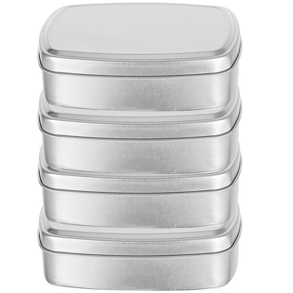 unbranded  4 Pcs Soap Aluminum Box Mini Loaf Pans with Lids Tins Candy Containers Square Case Travel Silver