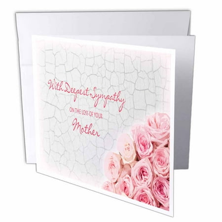 3dRose With Deepest Sympathy on the Loss of your Mother - Pink Roses, Greeting Cards, 6 x 6 inches, set of 6