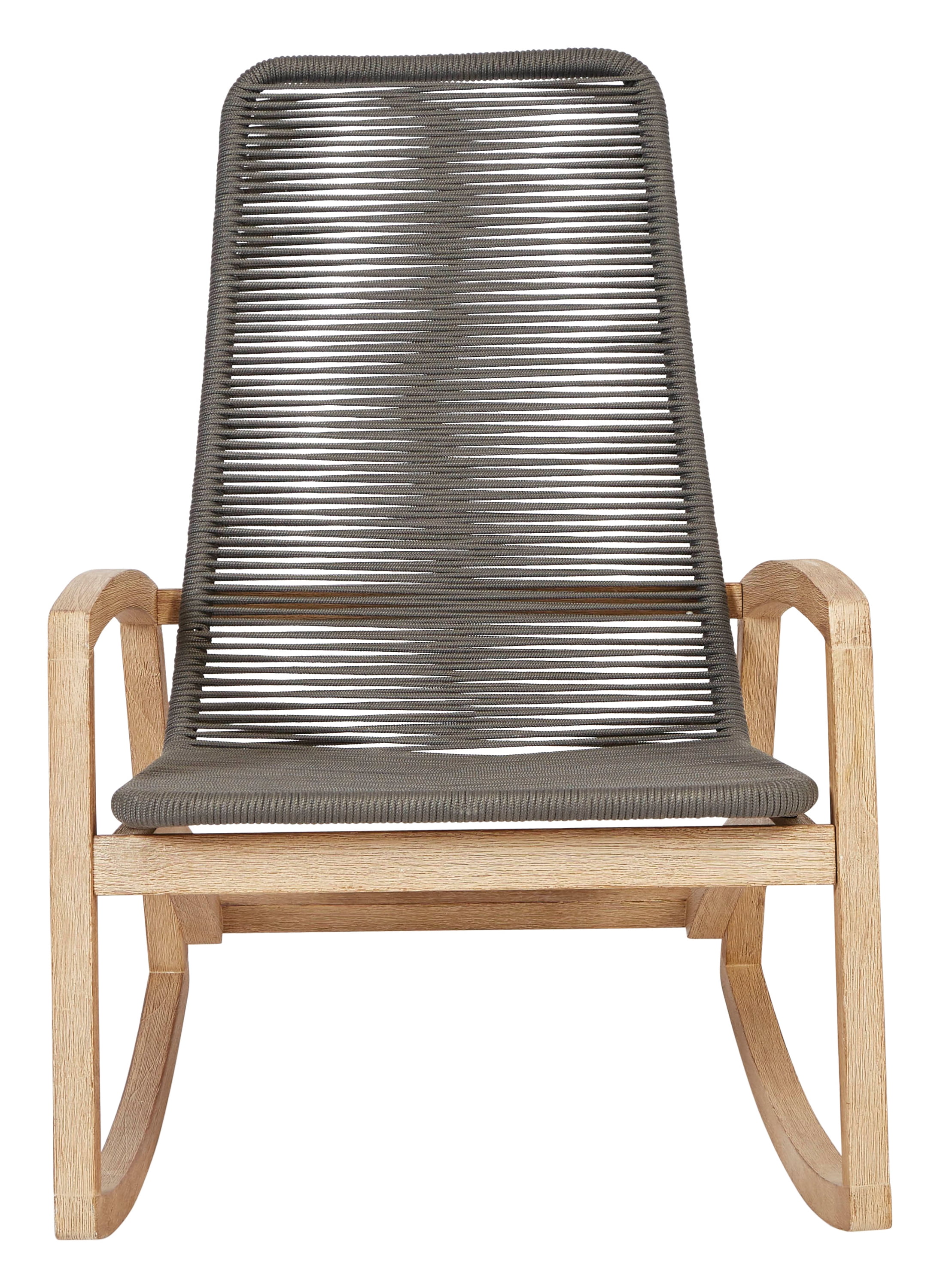 Creative Co-Op Indoor/Outdoor Teak Wood & Woven Rope Rocking Chair