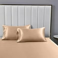 thumbnail image 3 of Reliable Bedding 4 piece Sheet Set, Silk Satin Sheet Set, Extra Soft Silky Sheets, Royal Luxury Sheet Set 24" Deep Pocket, Wrinke Free (Peach,Super Queen), 3 of 5