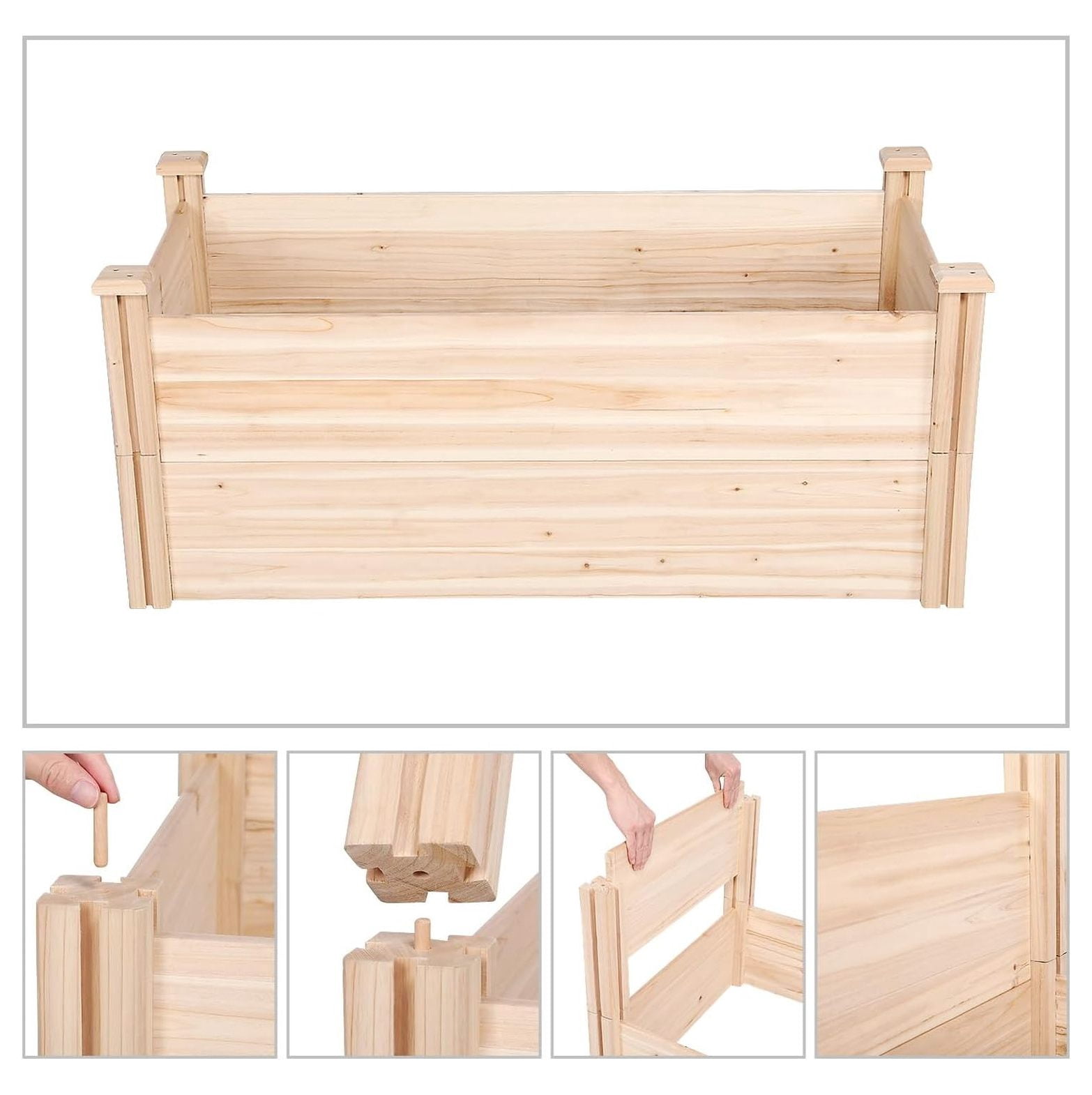 Wooden Elevated Raised Garden Bed Kit Divisible - Garden Planter Boxes for Vegetables Outdoor Outside 95x 25 x 11inches