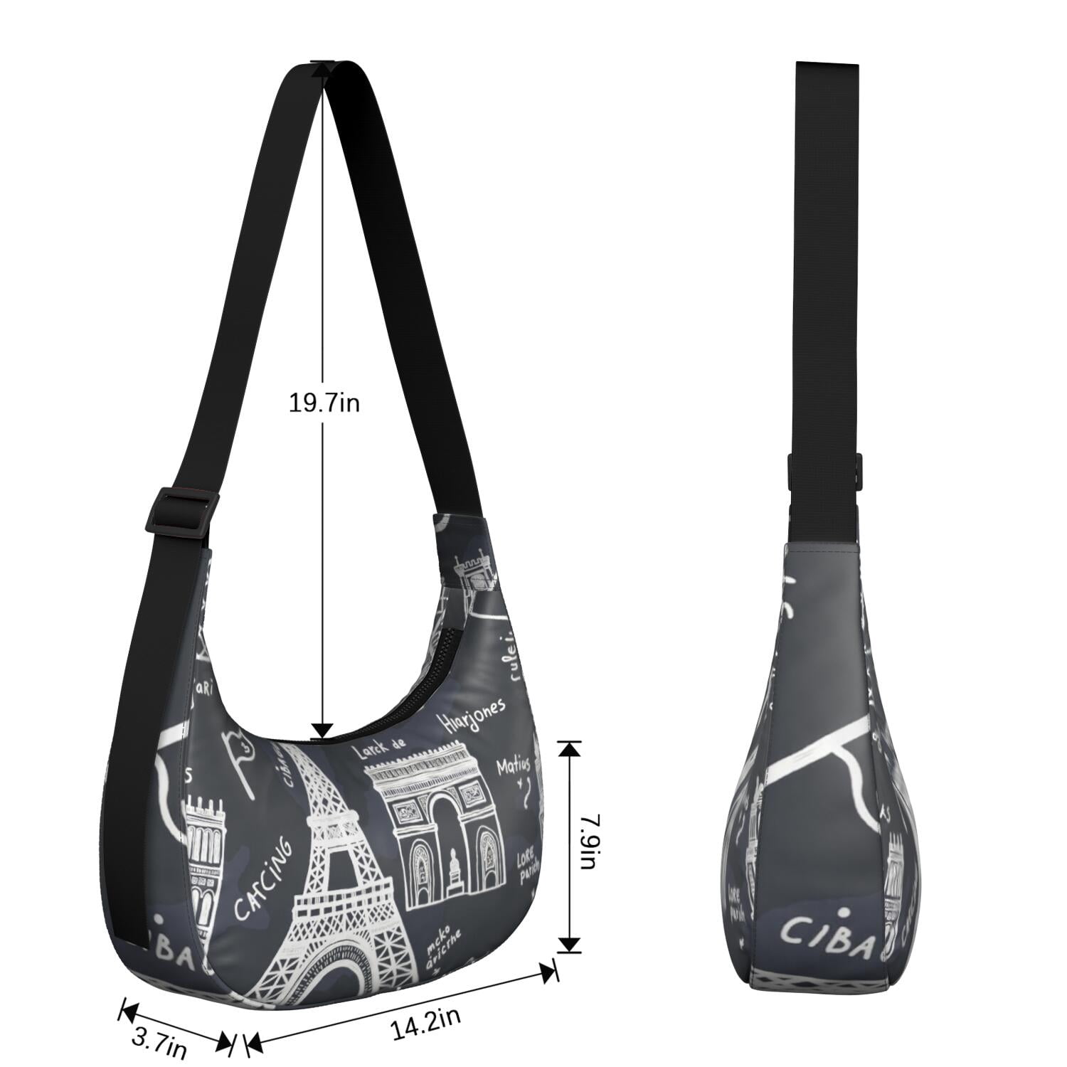 Shoulder Bag for Women Men Trendy Nylon Cross Body Hobo Bag with Adjustable Strap