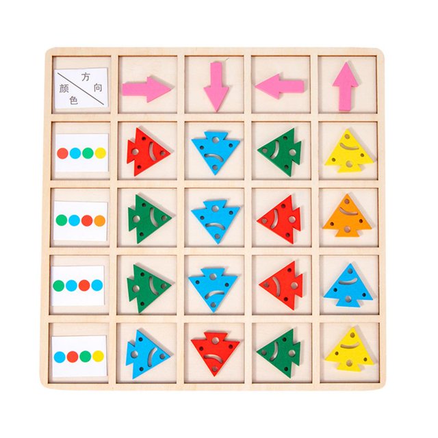 Juguetes Sensoriales de Madera Montessori, Rompecabezas de Pensamiento, Juego de Dirección Temprana Infantil Multifuncional, Color Cog Sunnimix Tablero sensorial a juego