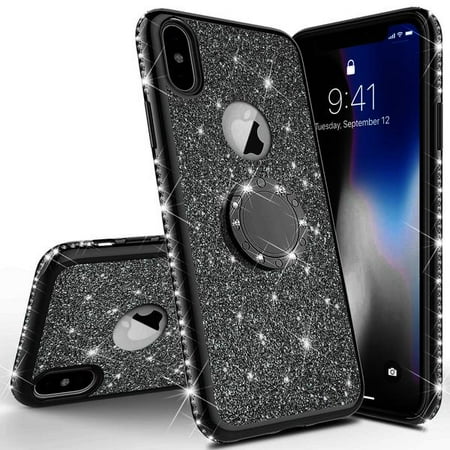Iphone Xr 18 Case Glitter Cute Phone Case Girls With Kickstand Bling Diamond Rhinestone Bumper Ring Stand Protective Apple Iphone Xr 18 Case For Girl Women Black Walmart Canada