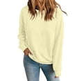 thumbnail image 2 of Womens Crew Neck Sweatshirts Long Sleeve Fall Casual Basic Pullover Loose Fit Top Sweatshirt Fashion Yellow 2XL, 2 of 4