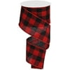 Wired Red Fabric Lumberjack Buffalo Plaid Ribbon, 2.5" Wide x 10 Yards, Black Red Buffalo Check : Lumberjack Party Supplies :