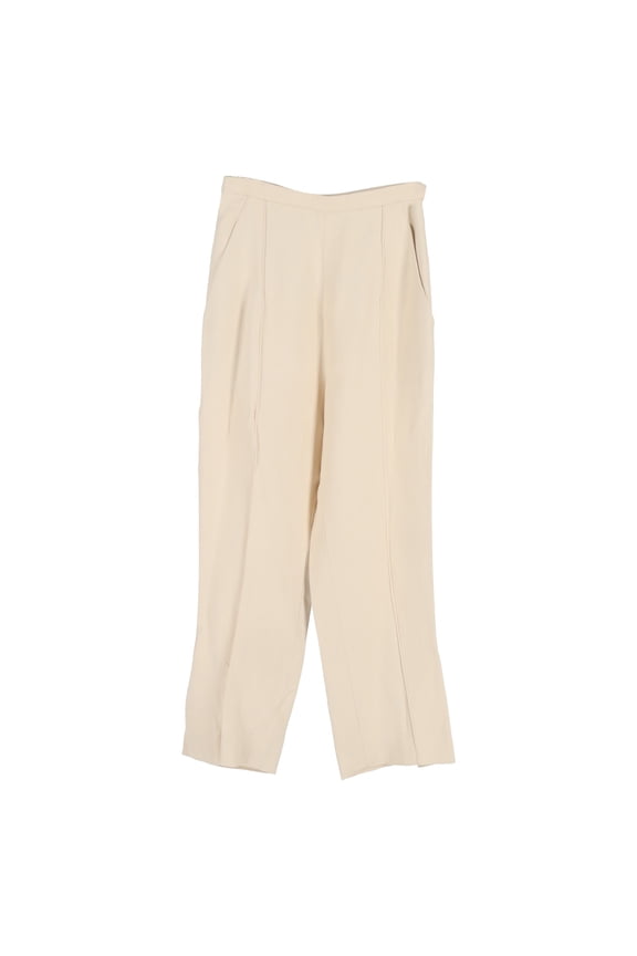 Pre-Owned Khaite Wide-Leg Trousers in Cream Viscose