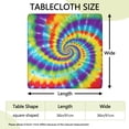thumbnail image 2 of Colorful Rainbow Tie Dye Spiral Pattern Square Fitted Tablecloth with Elastic Edge,Square Table Cover,Washable Elastic Table Cover for Home Kitchen Party Decor 36"x36", 2 of 6