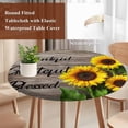 thumbnail image 5 of Round Tablecloth Farmhouse Sunflower Elastic Edge Fitted Positive Quotes Thankful Grateful Plastic Table Cover,Waterproof Oil Proof for Dinner,Outdoor, Picnic, 45"- 54" DIA Tables, 5 of 8
