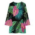 thumbnail image 3 of Summer Exotic Floral Tropical Palm Leaves Loose Dress Evening Dress Summer Dresses for Women Luxury Dress Long Sleeved Dress, 3 of 4