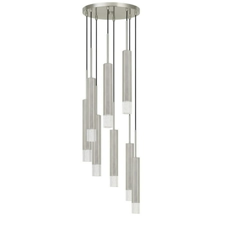 

Hexagonal Metal Frame 8 LED Light Pendant with Glass Diffuser Gray- Saltoro Sherpi